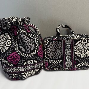 Vera Bradley Hanging cosmetic bag and cinch bag set